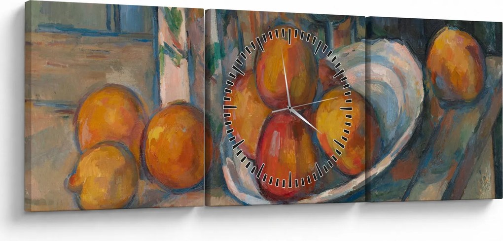 Tablou - Paul Cézanne, Still Life with Milk Jug and Fruit, reproducere (cu ceas) (90x30 cm)