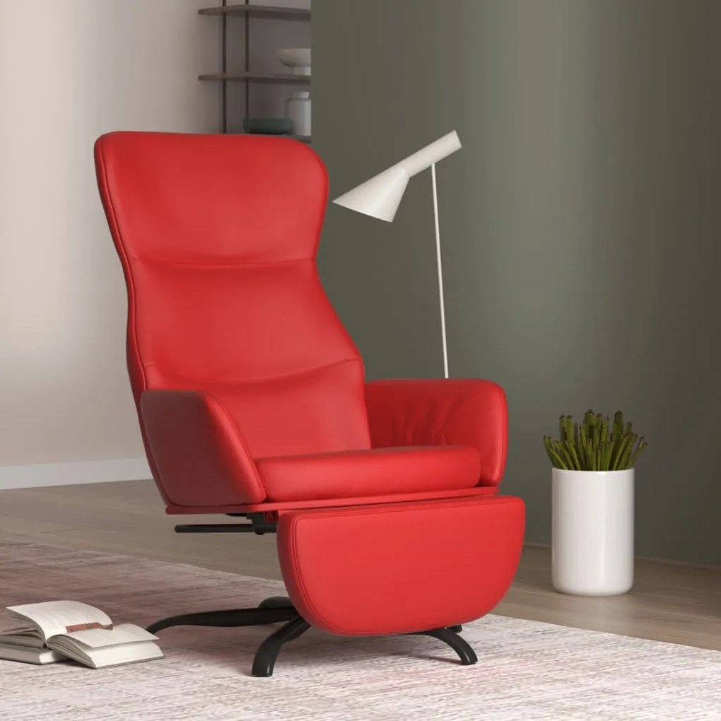 3097455 vidaXL Scaun de relaxare cu taburet, roșu vin, piele ecologică