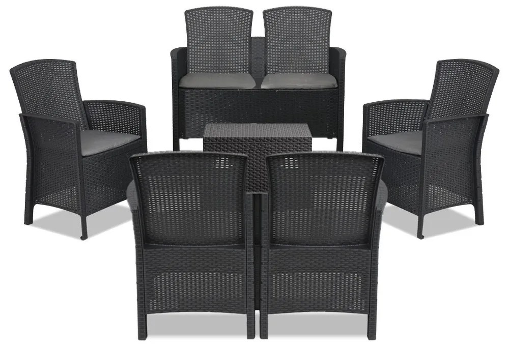 Set de mobilier de grădină Lima II cu 6 locuri, grafit