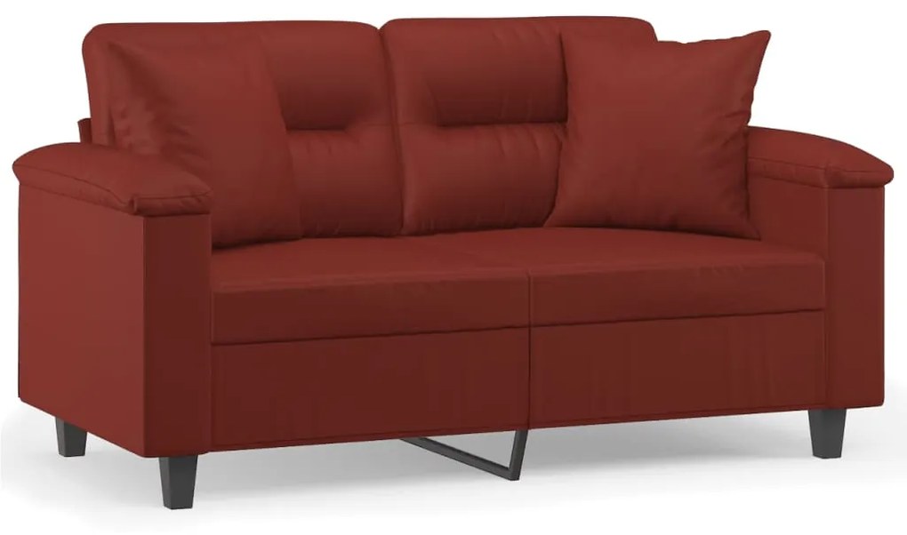 3153297 vidaXL Canapea 2 locuri, perne&pernuțe roșu vin 120 cm piele ecologică
