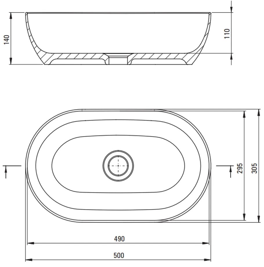 Lavoar pe blat Deante Peonia oval, alb lucios, 50 cm