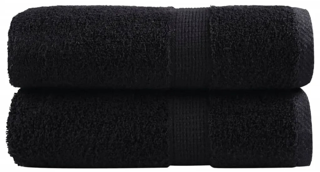 vidaXL Prosoape oaspeți premium SOLUND 2 buc. negru 30x50 cm 600 gsm