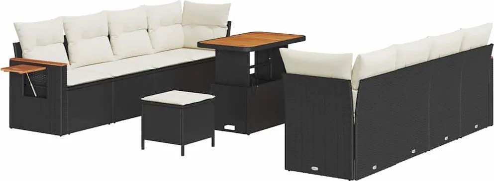 vidaXL Set de canapele pentru grădină 12 pcs Negru și Crem poliratan