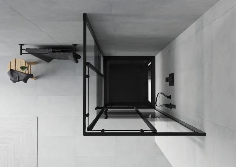 Mexen Rio cabina de duș pătrată 70 x 70 cm, dungi negre, negru + cadă Flat, negru - 860-070-070-70-20-4070B