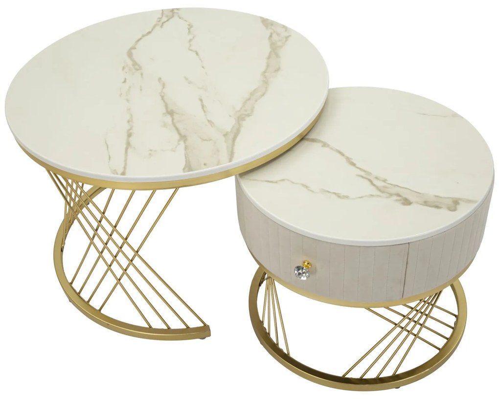 Mauro Ferretti Set De 2 Masute De Cafea Votix, Cm Ø 70X48-50X43,3 | Aosom Romania