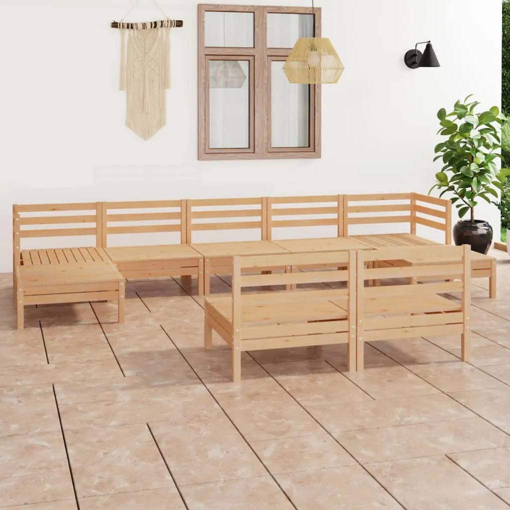 3083354 vidaXL Set mobilier de grădină, 9 piese, lemn masiv de pin