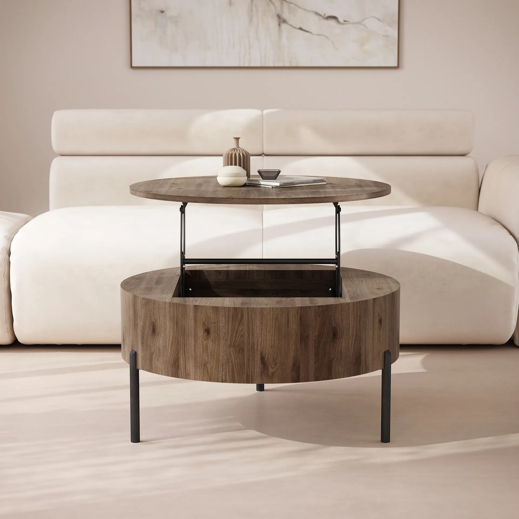 Mazzoni FRIDA Nuc Elegant – MĂSUȚĂ DE CAFEA MODERNĂ CU BLAT RABATABIL ȘI SPAȚIU DE DEPOZITARE