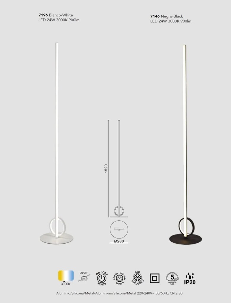 Lampadar LED design modern minimalist KITESURF alb