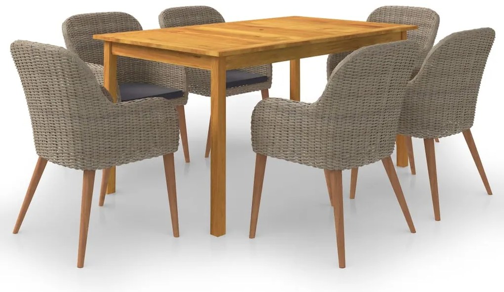vidaXL Set mobilier de grădină, 7 piese, maro