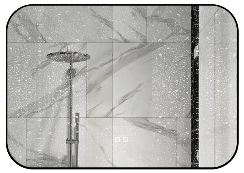 🪞 Oglindă LED cu Touch și Funcție Dezaburire – Ramă Negru, 100x70 cm, Model J187-10070 Smack
