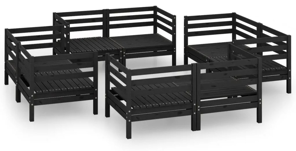 3082431 vidaXL Set mobilier de grădină, 8 piese, negru, lemn masiv de pin