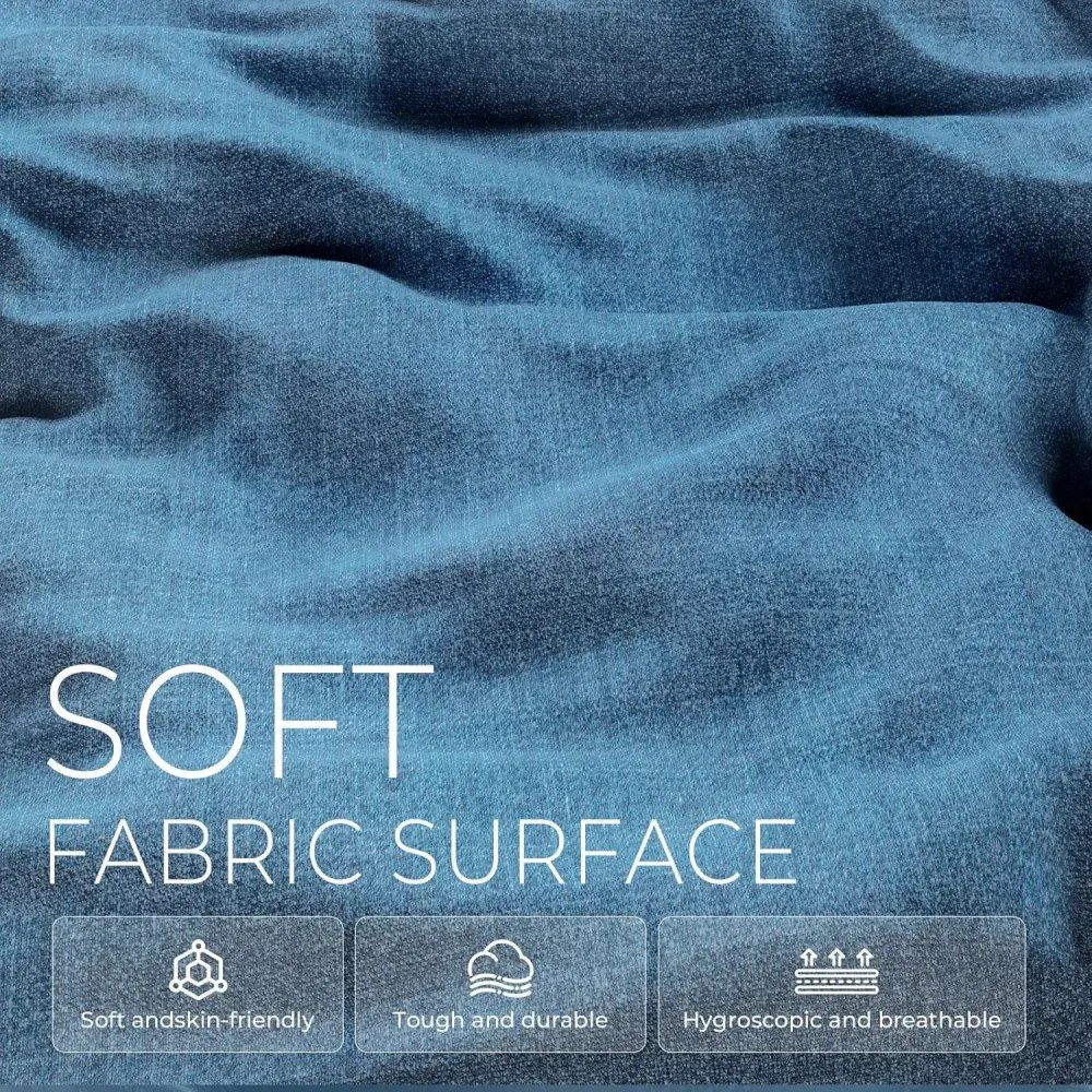 ErgoRelax Pro JD– Scaun Gaming Ergonomic, Masaj Lombar si Incalzire, Spătar Rabatabil 155°, Suport picioare, Material textil, Albastru/Negru