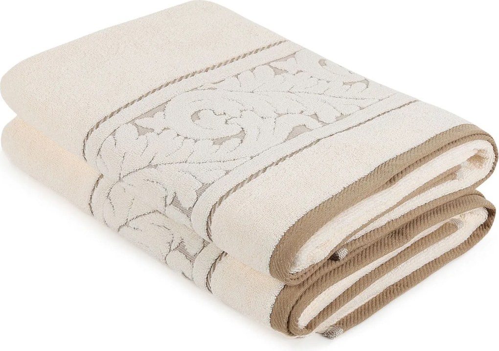 Set 2 prosoape baie SULTAN, crem, bumbac, 70x140 cm