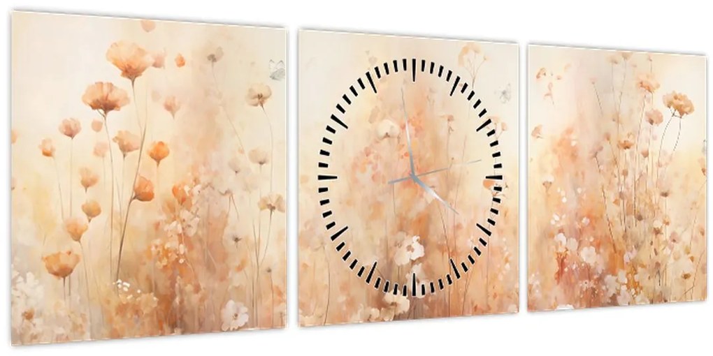 Tablou - Model de flori sălbatice (cu ceas) (90x30 cm)