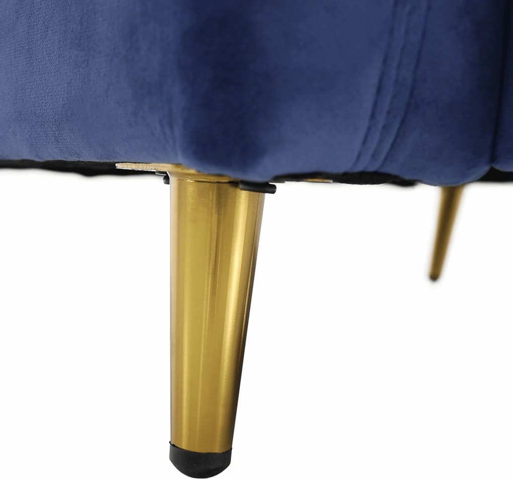 Fotoliu relaxant ţesătură albastră din catifea, NAURO
