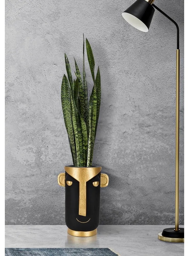 Vază negru-auriu din polirășină înaltă 40 cm Tribal – Mauro Ferretti