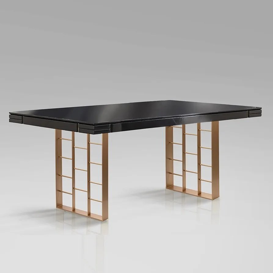 Masa dining design LUX Vita 240cm gri antracit/ auriu roz