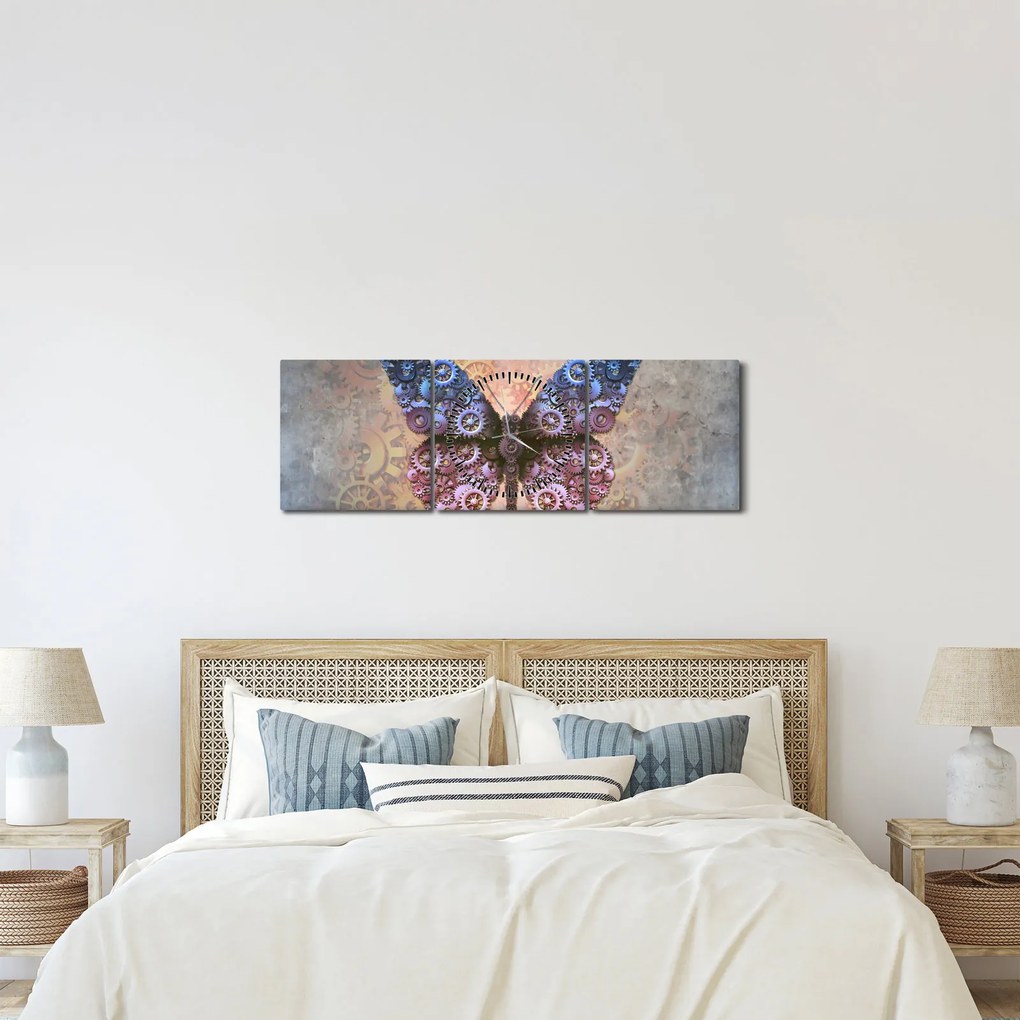 Tablou - Fluture steampunk (cu ceas) (90x30 cm)