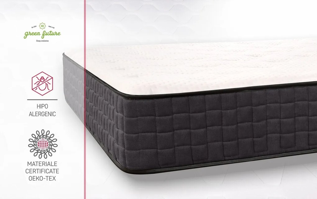 Saltea ortopedica STAR, 120x200x25 cm, 4 cm spuma Memory, 7 zone de confort, hipoalergenica, reversibila, medie/ferma