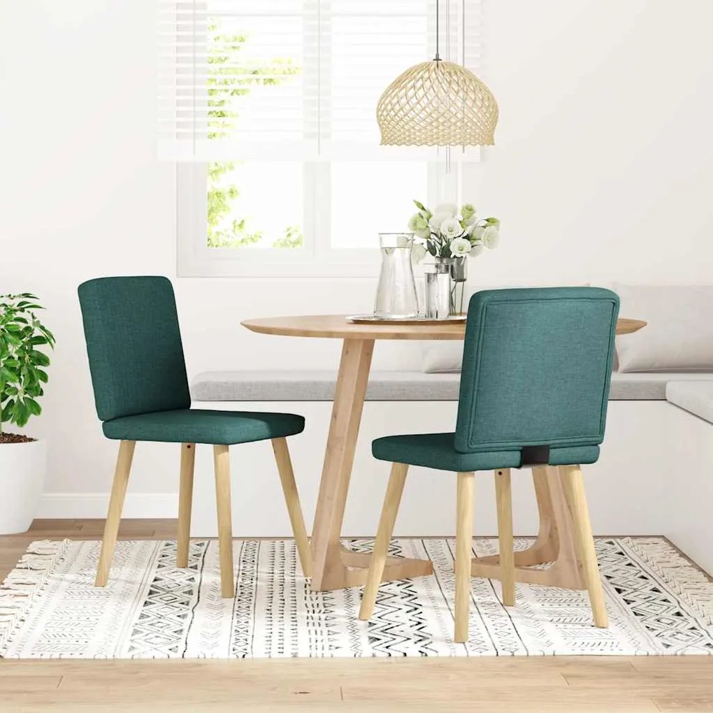vidaXL Scaune de bucătărie, 2 buc., verde închis, material textil