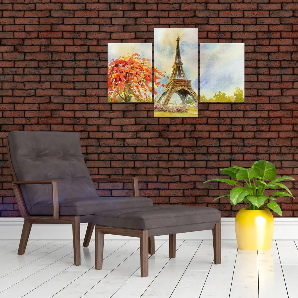 Tablou pictat cu turnul Eiffel (90x60 cm)