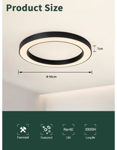 Plafonieră LED dimabilă PASTEL LED/68W/230V 95 cm negru Tuya Immax NEO 07210L + telecomandă