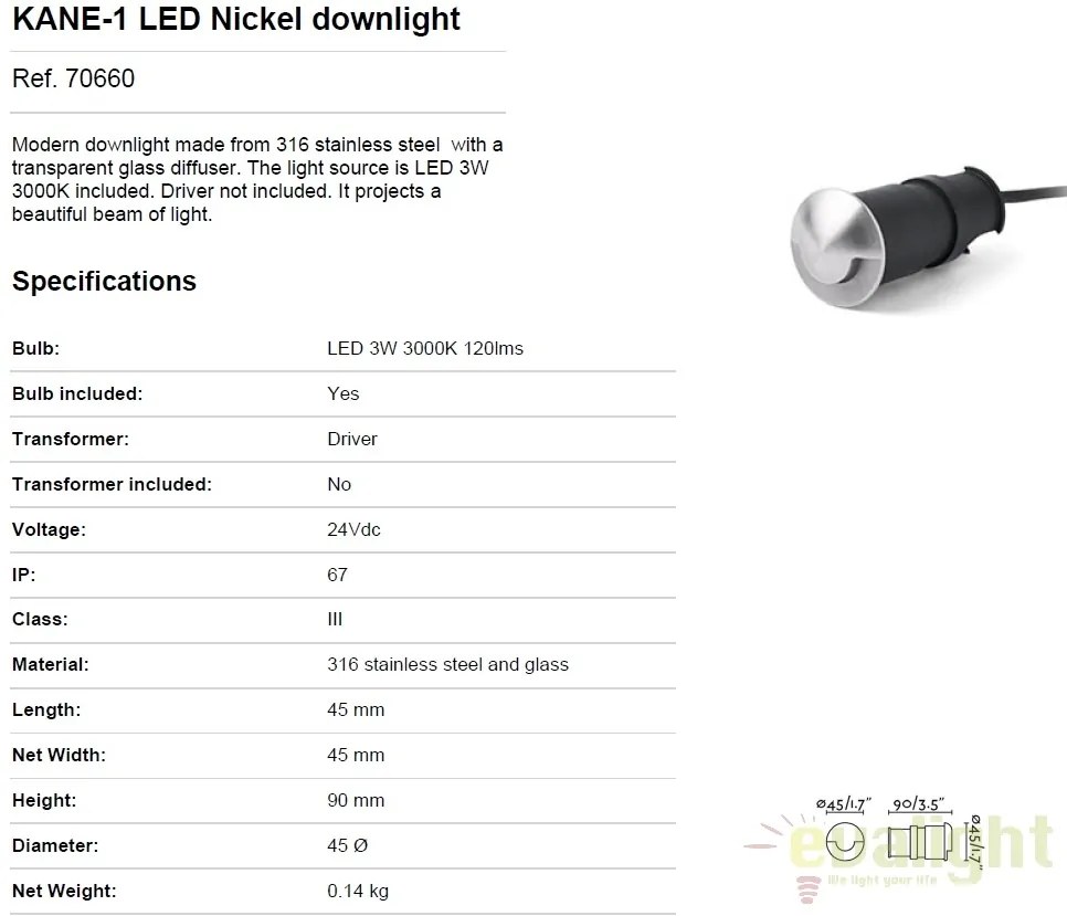 SPOT LED INCASTRABIL DE EXTERIOR KANE-1 70660