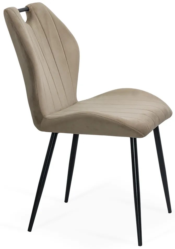Scaun living bej din catifea cu cadru metalic si spatar ergonomic BUC 204