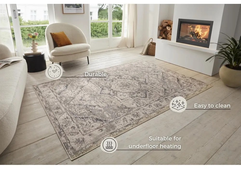 Covor grej 240x340 cm Terrain Designer Sand – Hanse Home