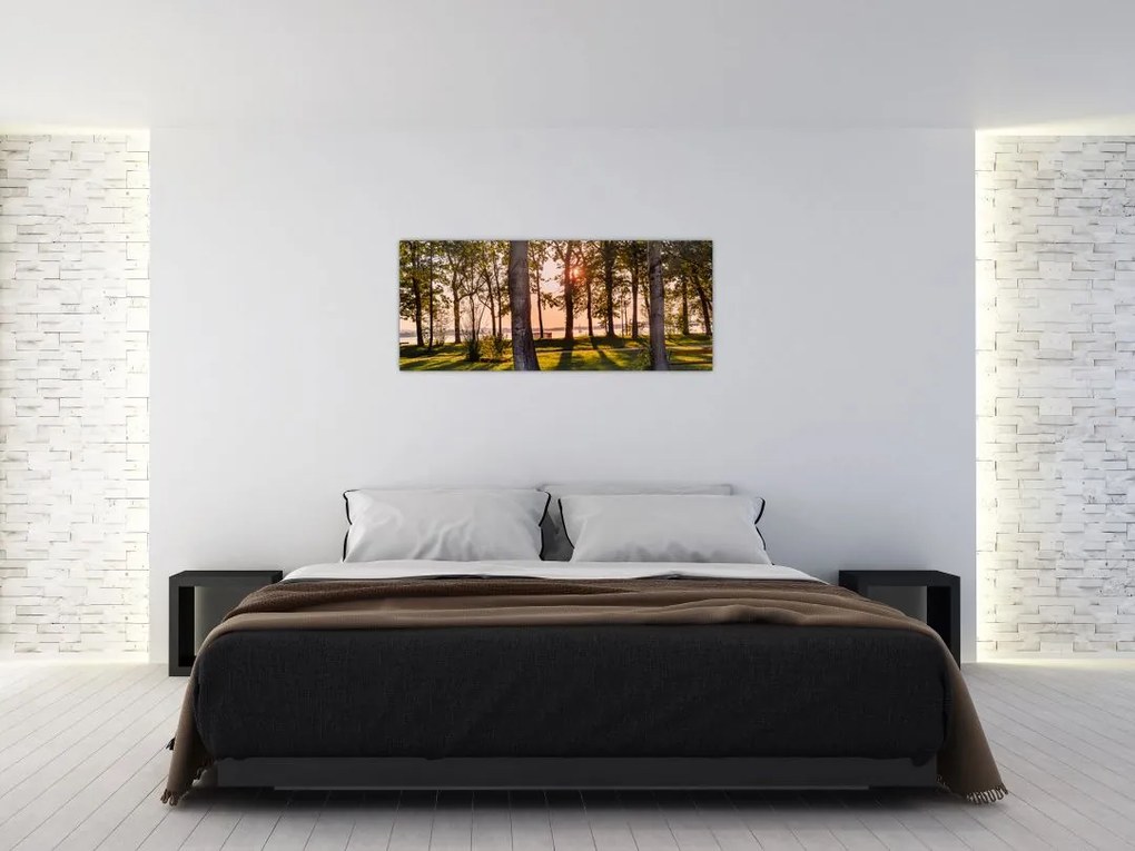 Tablou cu pomi lângă lac (120x50 cm)