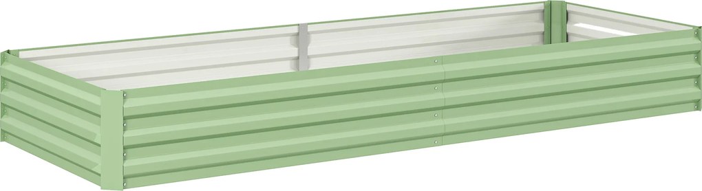 Outsunny Bara de flori înălțată din oțel, Fund deschis, Asamblare ușoară, 241L x 90,5L x 30H cm, Verde | Aosom Romania