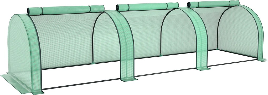 Outsunny Mini seră tunel cu acoperire PE, cadru din oțel și uși cu fermoar, Verde | Aosom Romania