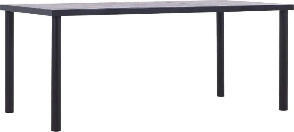 vidaXL Masă de bucătărie, negru & gri beton, 180 x 90 x 75 cm, MDF