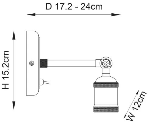Aplica spot de perete HAL, 1xE27/10W/230V, alamă - Endon 97245