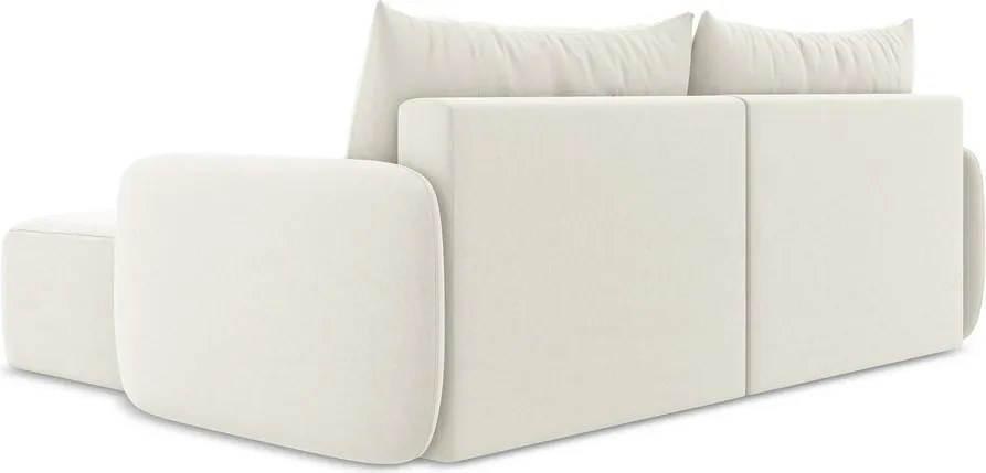 Colțar crem extensibil/cu spațiu de depozitare cu tapițerie din catifea (cu colț pe partea dreaptă/cu șezlong) Kalena – Makamii