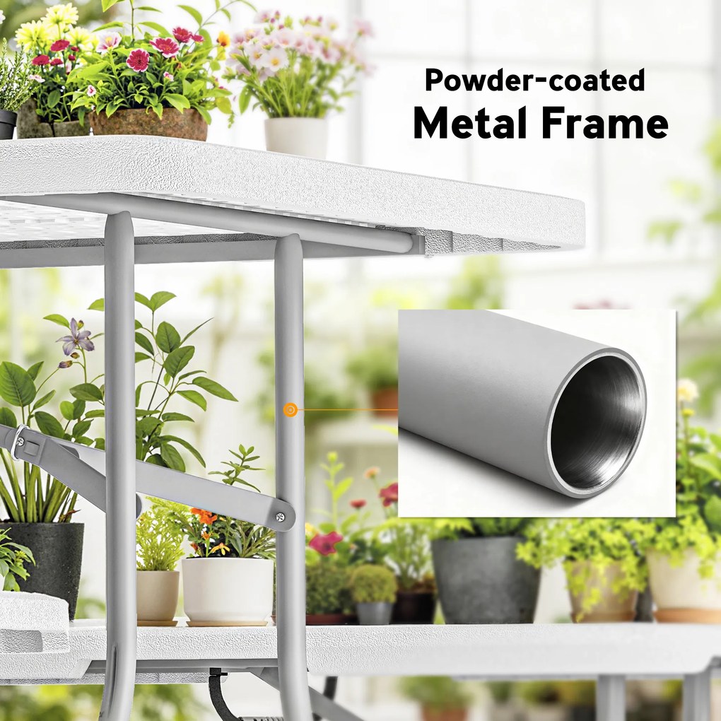 Outsunny Set Masă de Camping Pliabilă cu 2 Scaune, 180x74x74 cm, Alb | Aosom Romania