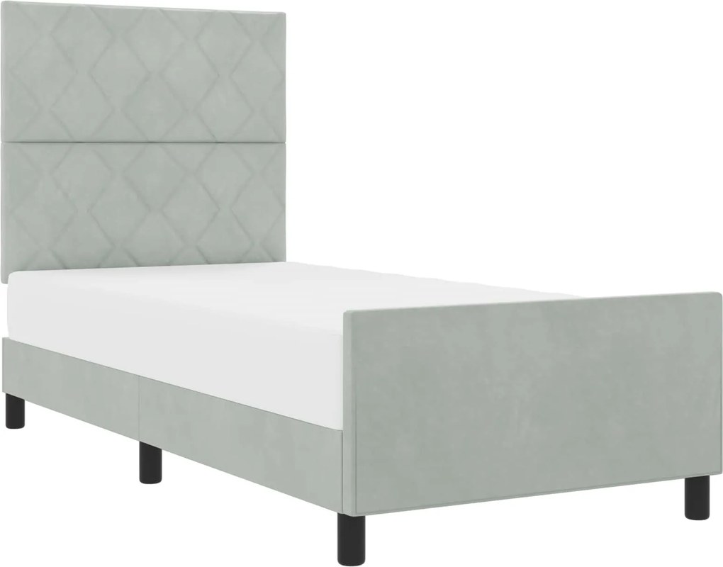 vidaXL Pat cu arcuri cu headboard Gri deschis 90 x 190 cm Catifea