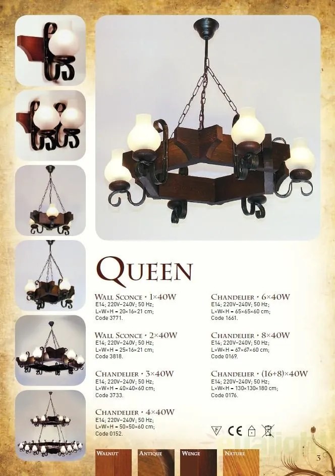 Candelabru rustic fabricat manual din lemn dim.67x67cm, 8 brate Queen WOOD-QU-SP8