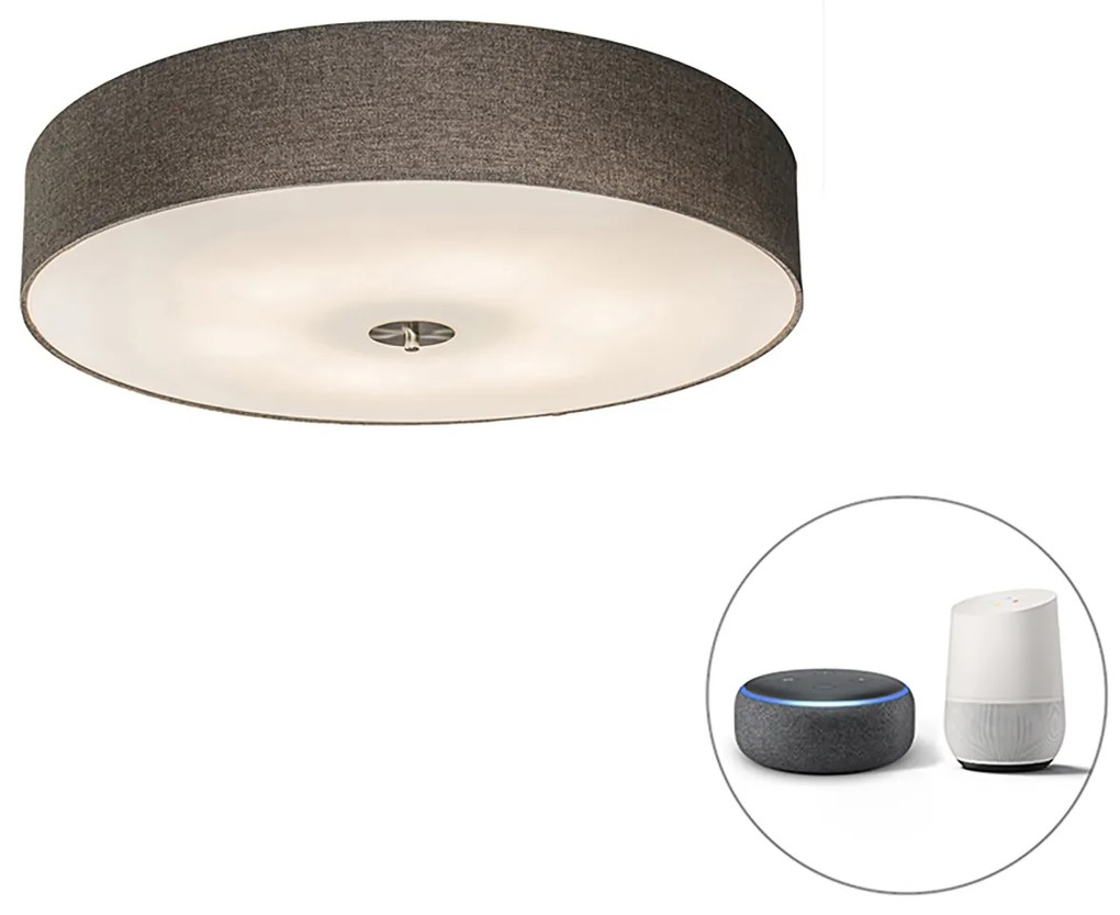 Plafoniera inteligentă taupe 70 cm cu 6 becuri WiFi A60 - Drum Jute