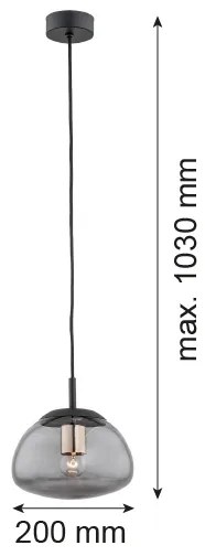 Lustră pe cablu Argon 4333 TRINI 1xE27/15W/230V d. 20 cm negru