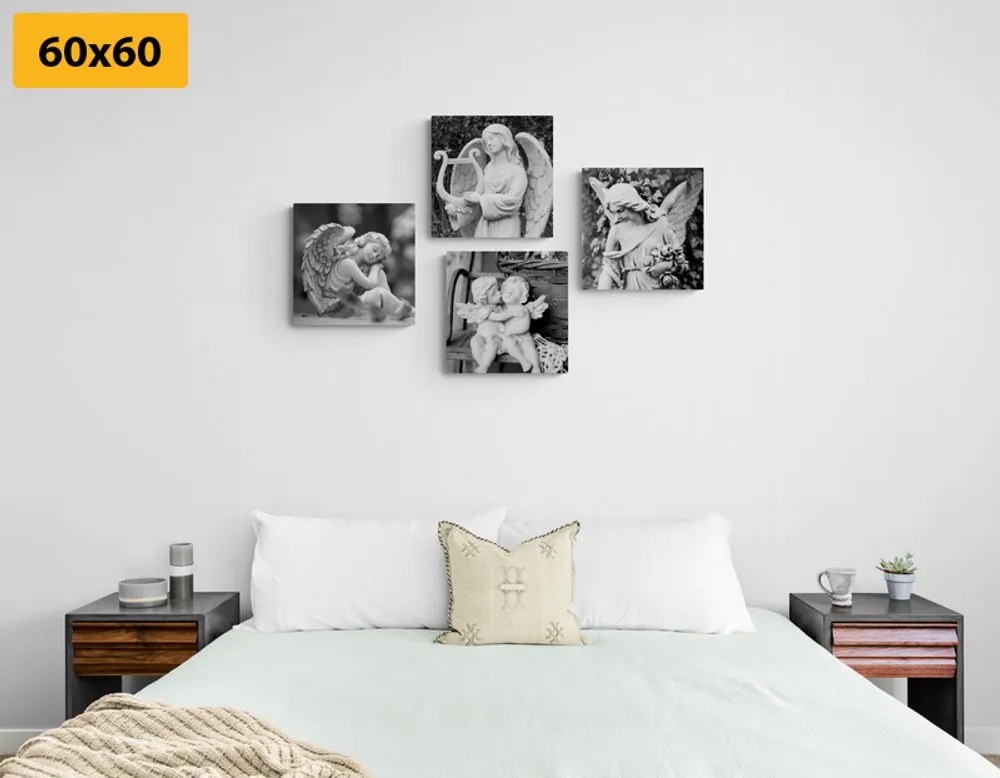 Set tablouri pace cerească în design alb-negru