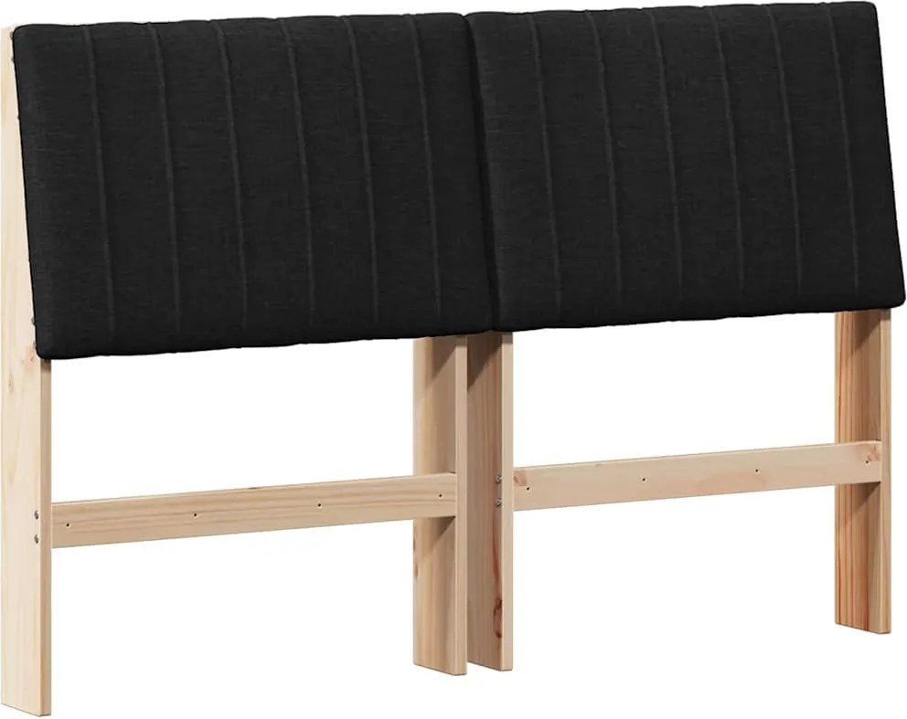 vidaXL Tăblie tapițată Negru 140 cm Lemn de pin masiv