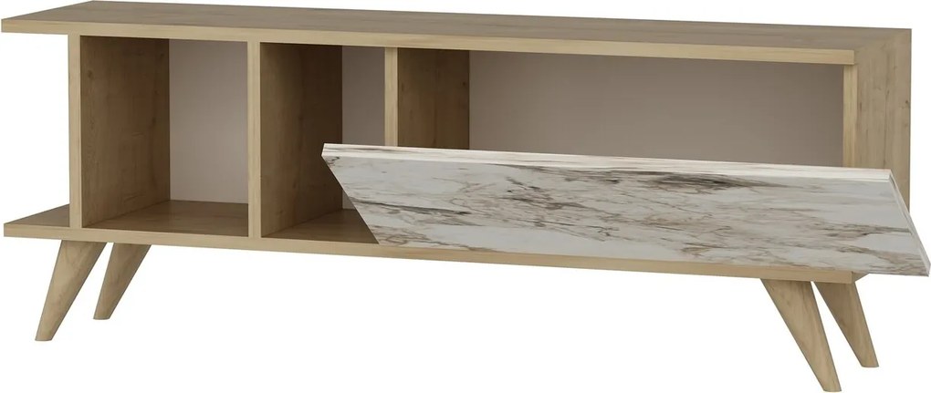 Comoda TV, Hanah Home, Liberty, 120x30x45 cm, Stejar safir / marmură