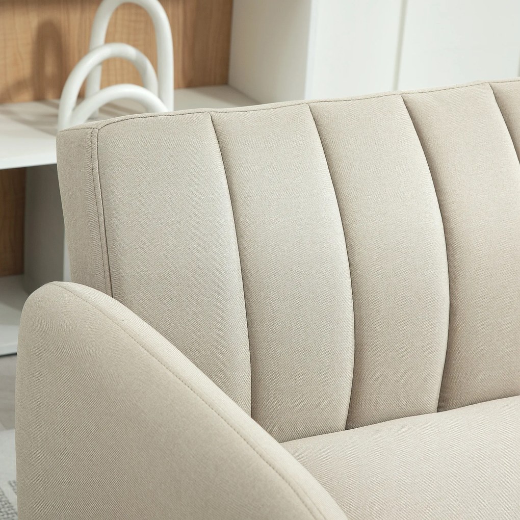 HOMCOM Canapea Extensibilă 2 Locuri Design Scandinavian Dossier Inclinabil 3 Poziții Picioare Lemn Aspect In Bej | Aosom Romania