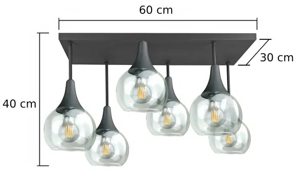 Lustră aplicată SOMA 6xE27/60W/230V negru/transparent