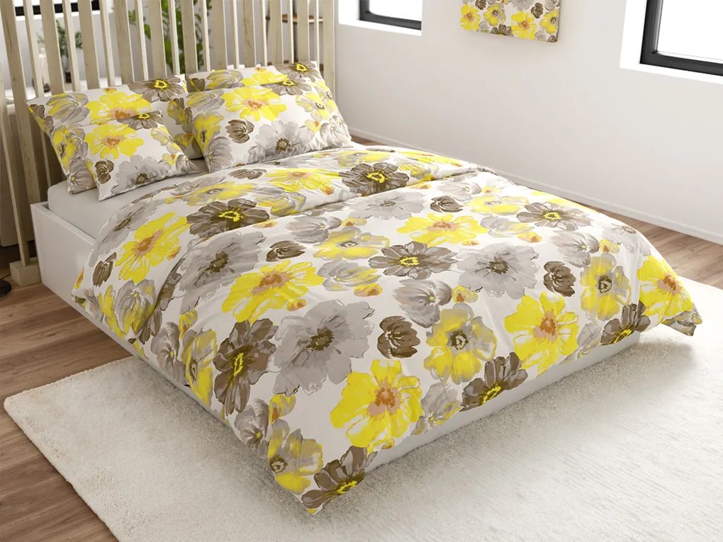 Lenjerie de pat din microfibra FEONELLE galben-gri Dimensiune lenjerie de pat: 70 x 90 cm | 140 x 220 cm