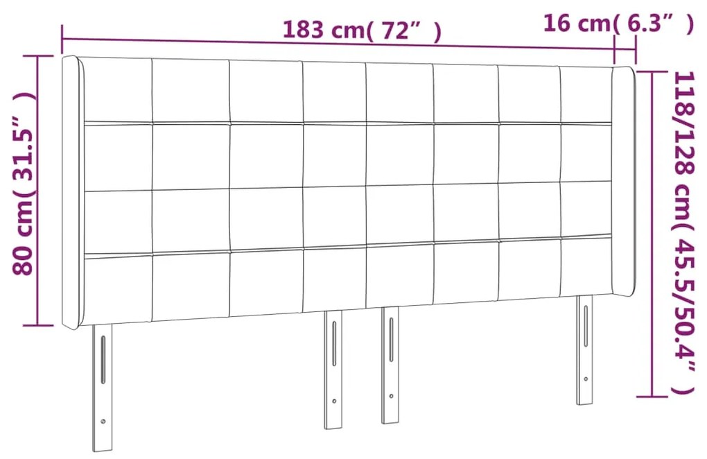 Tablie de pat cu aripioare, albastru, 183x16x118 128 cm, textil 1, Albastru, 183 x 16 x 118 128 cm