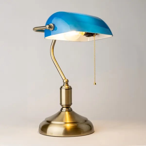 Lampă de masă Brilagi BANK OFFICE 1xE27/60W/230V alamă/albastru