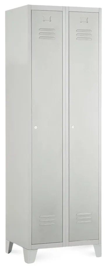 Dulap metalic, 60 x 50 x 190 cm, picioare fixe, încuietoare cilindrică, gri deschis - ral 7035