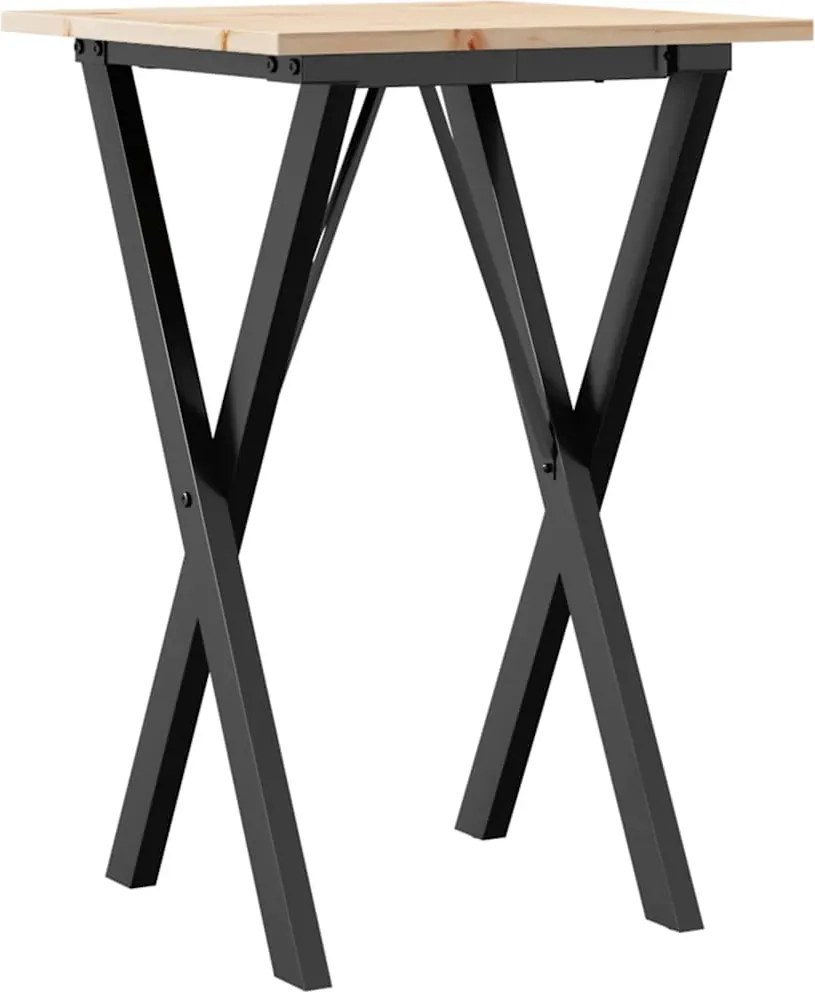 vidaXL Masă de bucătărie, cadru X, 50x50x75 cm lemn masiv pin și Oţel